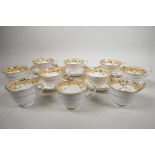 A Ridgway porcelain part tea service from 1830, consisting of five teacups, five coffee cups and