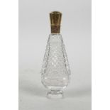 A French cut glass and yellow metal scent bottle, 4" high