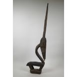 An African Bambara tribe wood carving of an antelope