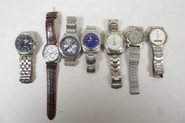 A quantity of men's watches, including Jeep and Sekonda, seven in total