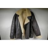 A leather and sheepskin flying jacket, by Polden Sheepskins, size 40