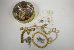 A quantity of good costume jewellery, A/F