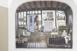 Graham Clarke, limited edition colour etching, interior scene, signed, titled 'Are They' and