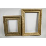 A gilt picture frame, aperture 15¼" x 10¼", together with another smaller frame, 10" x 8"