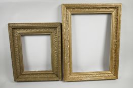 A gilt picture frame, aperture 15¼" x 10¼", together with another smaller frame, 10" x 8"