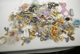 A box of good quality vintage costume jewellery