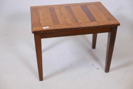 A parquetry top luggage stand/occasional table, 24" x 17" x 18"