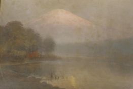 Kinseki Mori (Japanese, 1843-1921), View of Mt Fuji, watercolour, 19½" x 13½", together with an H.