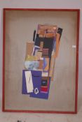 Stephen Spicer, 'The Artist in his Studio', a '77/78 mixed media collage, labelled verso, 49" x 36"