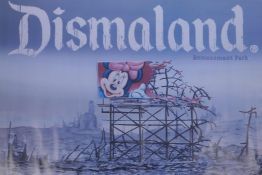 A Dismaland Jeff Gillette poster, backed on a larger piece of paper, 23½" x 16½"
