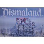 A Dismaland Jeff Gillette poster, backed on a larger piece of paper, 23½" x 16½"