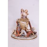 A Capodimonte figure group depicting a bawdry scene from the Decameron of Boccaccio, 15" high