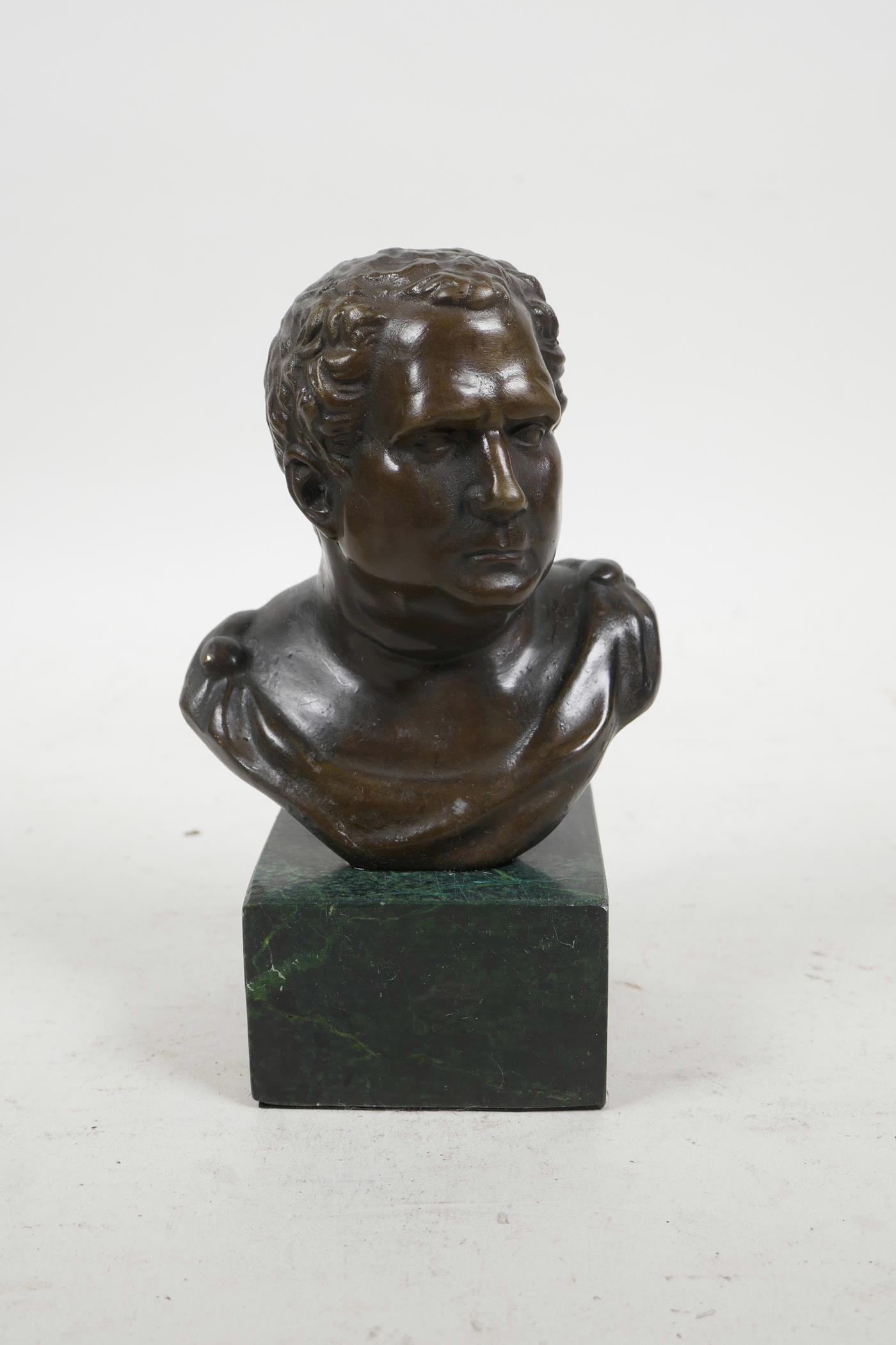 A bronze bust of a Roman emperor, 5½" high