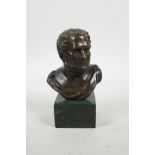 A bronze bust of a Roman emperor, 5½" high