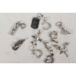 Ten miscellaneous silver charms