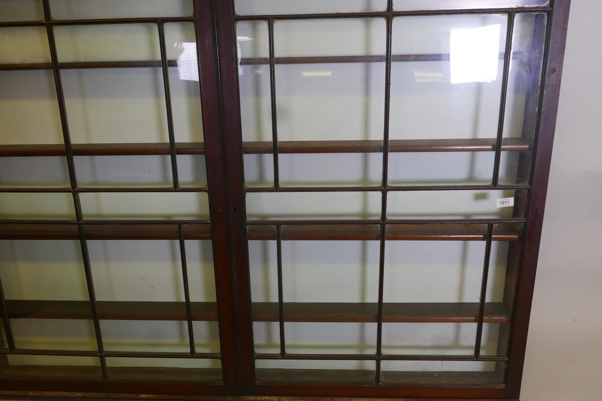 An early C19th hanging shop cabinet with two glazed doors, 60" x 6", 46½" high - Image 2 of 3