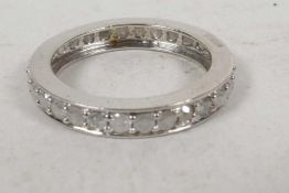 A 9ct white gold and diamond full eternity ring, size 'O'