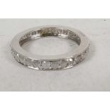 A 9ct white gold and diamond full eternity ring, size 'O'