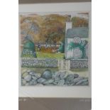 Lisa Graa-Jensen, watercolour and gouache of a cottage garden, signed and dated October '64 on the