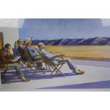 A large Edward Hopper colour print, 'People in the Sun', 38" x 27", together with a colour print,