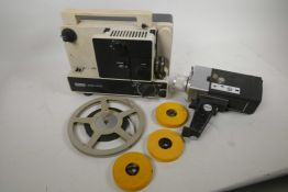 An Ewing Mk605D 8mm cineprojector together with a Kobena Super 8 camera and four films