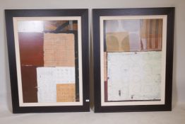 R. Bohnenkamp, Untitled I and II, pair of contemporary abstract prints, 27" x 39"