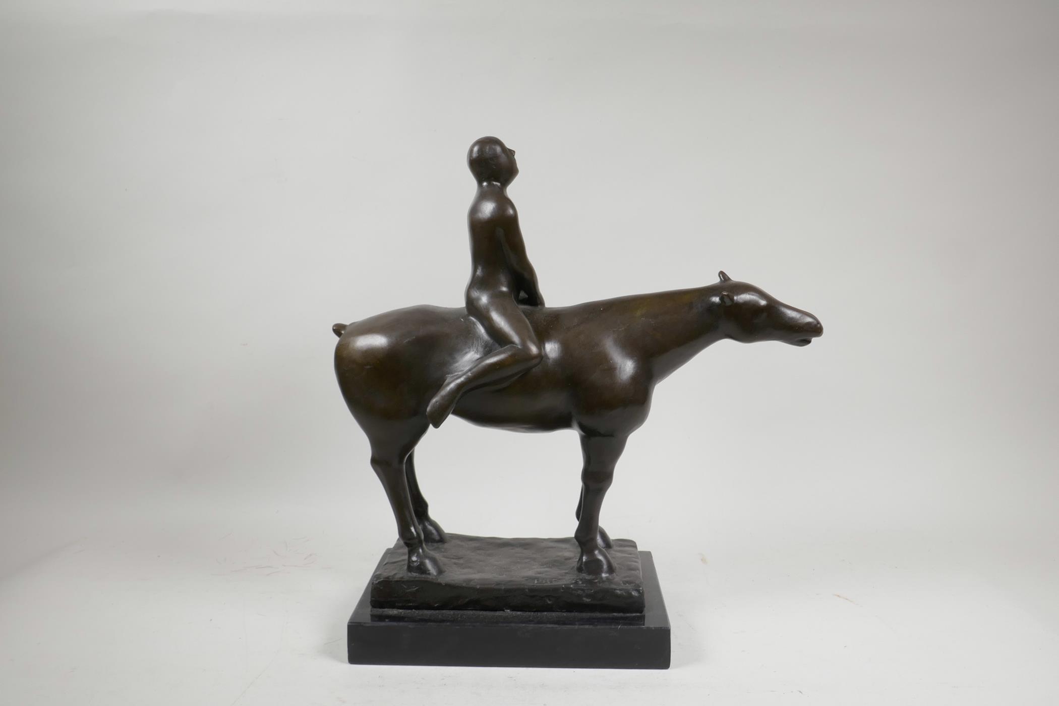 After Marino Marini, 'Horseman', bronzed figure on horseback, 14½" high - Image 2 of 3