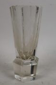 A Masonic ceremonial beaker of hexagonal form, engraved with various symbols on a heavy clear