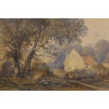 Figures in a rural landscape, signed T.C. Dibden 1851, framed watercolour, 14" x 18"