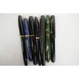 Seven fountain pens, one 'The Seal', two Sheaffer, three Conway Stewart and one Luxor