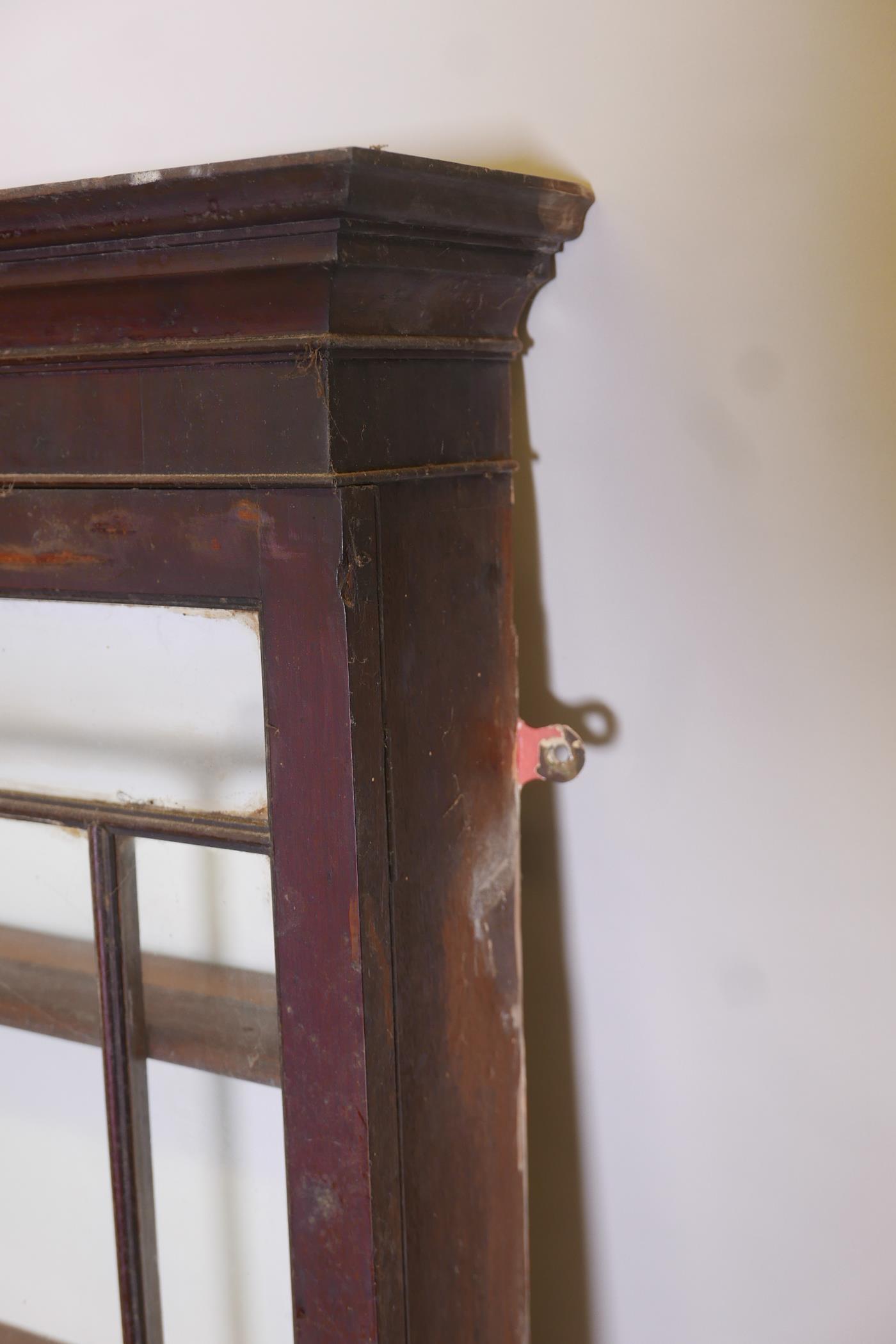 An early C19th hanging shop cabinet with two glazed doors, 60" x 6", 46½" high - Image 3 of 3