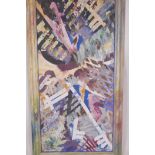 Kevin Sarsfield, abstract oil on canvas, signed and dated '90, 21" x 42"