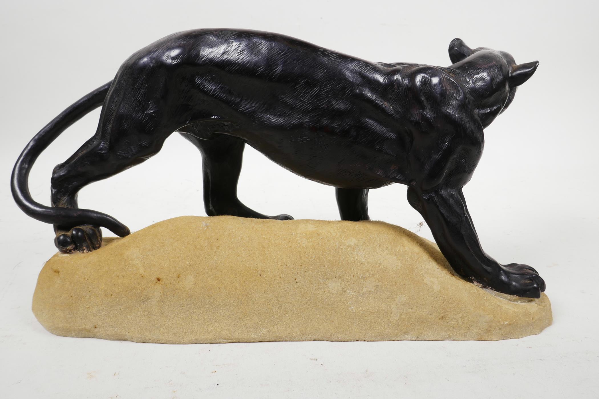 A well cast composition model of a Jaguar, resembling bronze, 10" long x 5½" high - Image 3 of 5