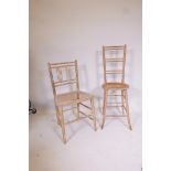 A Regency faux bamboo correction chair with caned set, and a similar side chair, cane A/F