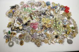 A box of good quality vintage costume jewellery