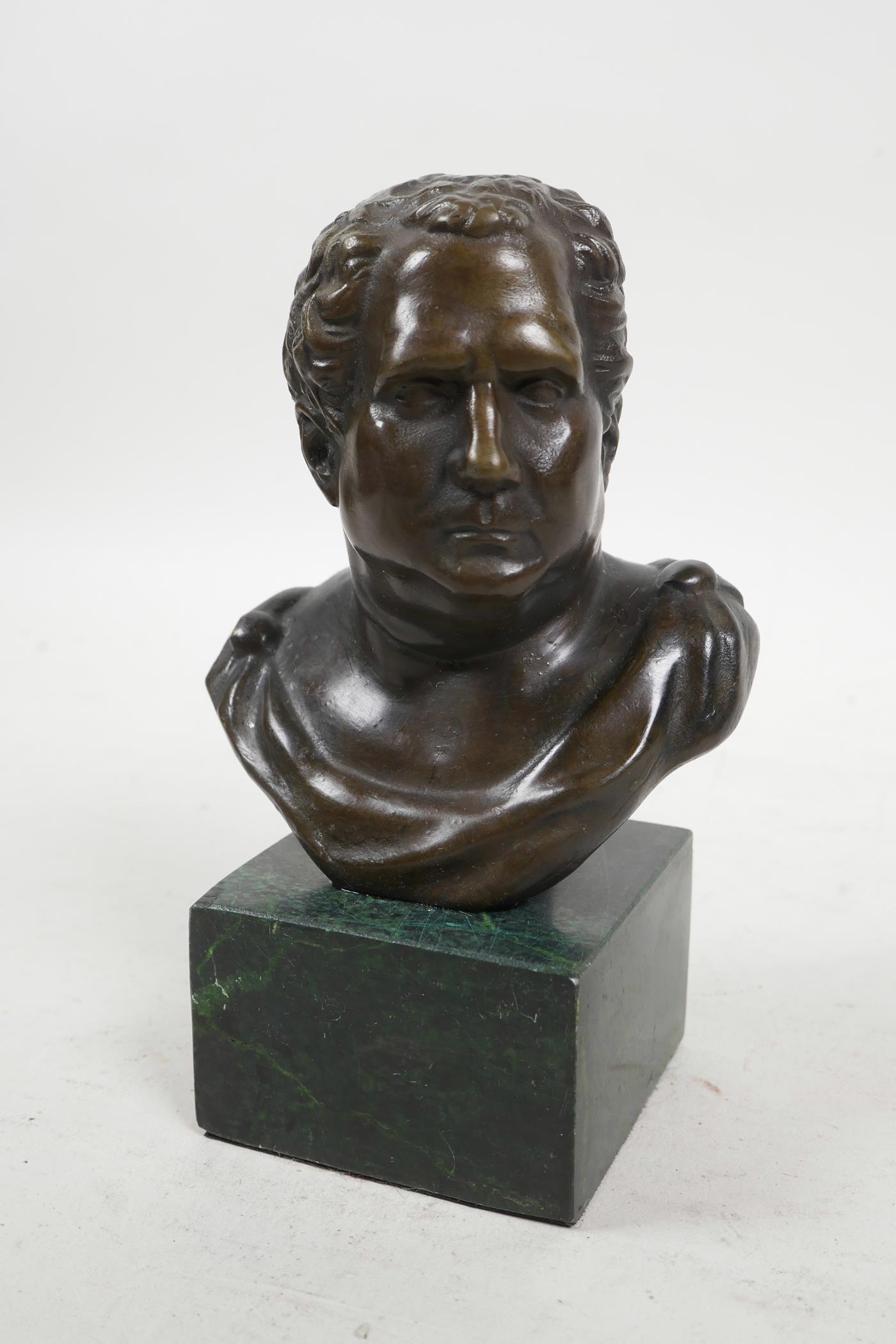 A bronze bust of a Roman emperor, 5½" high - Image 2 of 2