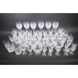 A collection of various glasses including a set of six good quality long stem wine glasses