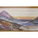 Iris Maria Perrott RHA, mountain lake scene, signed, identified as Lough Doo in County Mayo,