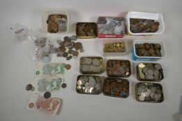 A large quantity of coinage, mostly British, including some silver etc