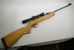 A BSA .22 airrifle with Accuracy 4x32 telescopic sight, 41" long