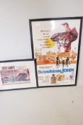 A framed movie poster for 'Scandalous John', 27" x 41", together with another smaller French