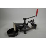 A late C19th Spong and Co cast iron meat mincer, 11" long x 7" wide