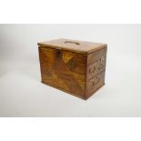 A Japanese parquetry vanity case, 11" x 7", 8" high