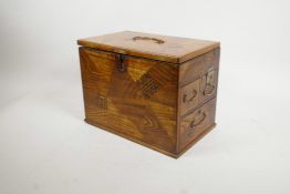 A Japanese parquetry vanity case, 11" x 7", 8" high