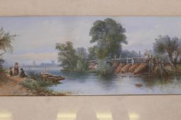 After T.L. Rowbotham, pair of chromolithographs, rural landscapes, 7" x 19"