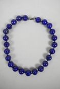 A lapis lazuli bead necklace, 20" long