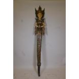 An Indonesian carved and painted wood figural totem, 80" high