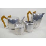 A collection of Picquot ware, to include teapot, coffee pot, a cream jug and sugar bowl