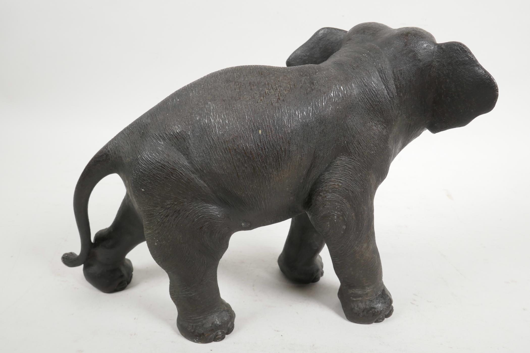 A Japanese Meiji period bronze figure of an elephant, signed Seiya Saku, 7" high, 13" long - Image 4 of 6