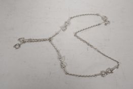 A silver Albert style necklace with riding stirrup decoration, 19" long plus tassles